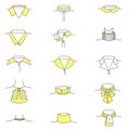 Fashion sketch of shirt collars.types of women`s collars.collar for shirt. collars for women`s blouses.