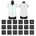 Fashion sketch of shirt collars.types of women`s collars.collar for shirt. collars for women`s blouses.