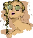 Fashion sketch of a woman in sun glasses