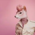 Fashion squirrel in stylish shirt. Lifestyle portrait. Generative AI