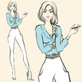 Fashion standing woman emotions