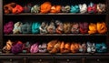 Fashion store collection, shoes, multi colored textiles indoors generated by AI Royalty Free Stock Photo