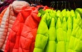 Fashion store rack with hanging winter jackets