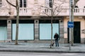 Fashion storefronts in Serrano Street a luxury shoppingl street in Madrid