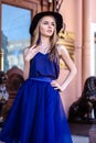 Fashion street photo session of stylish young lady Royalty Free Stock Photo