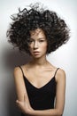 Beautiful woman with afro curls hairstyle Royalty Free Stock Photo