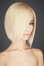 Lovely asian woman with blonde short hair Royalty Free Stock Photo