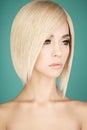 Lovely asian woman with blonde short hair Royalty Free Stock Photo