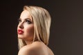 Fashion Stylish Beauty portrait of smiling beautiful blonde girl Royalty Free Stock Photo