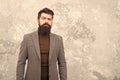 Fashion stylish guy has long beard. bearded male with trendy look. brutal hipster. male fashion and beauty. full of Royalty Free Stock Photo