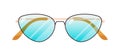 Fashion sunglasses with cat eyes lenses shape and thin metal rim. Stylish pair of sun glasses. Summer women eyewear with