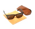 Fashion Sunglasses with glasses cleaning cloth and leather case.