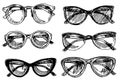 Fashion sunglasses. Hand drawn vector illustration. Vintage decorative design elements. Hand drawn eyeglass frames