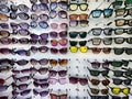 Fashion sunglasses for sale on display Royalty Free Stock Photo