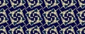 Fashion Tapestry Pattern. Indigo Golden Seamless Ornament. Royal Blue Vintage Texture. Geometric Textile Print. Luxury Brocade