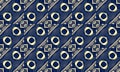 Fashion Tapestry Rapport. Indigo Golden Seamless Ornament. Royal Blue Baroque Design. Geometric Textile Print. Abstract Brocade Royalty Free Stock Photo