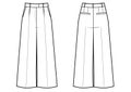 Fashion technical drawing of culottes