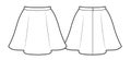 Fashion technical drawing of mini flared skirt whith belt