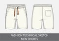 Fashion technical sketch for men shorts Royalty Free Stock Photo