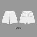 Fashion technical drawing sketch for women shorts in vector graphic. Shorts CAD Mockup