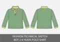 Fashion technical sketch for boy 2-6 years polo shirt