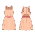 Fashion technical sketch of dress in vector graphic