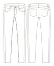 Fashion technical sketch of jeans in vector graphic Royalty Free Stock Photo