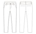 Fashion technical sketch of jeans in vector graphic Royalty Free Stock Photo