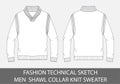 Fashion technical sketch men Shawl Collar Knit Sweater Royalty Free Stock Photo