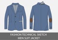 Fashion technical sketch men suit jacket Royalty Free Stock Photo