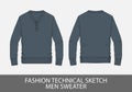 Fashion technical sketch men sweater Royalty Free Stock Photo