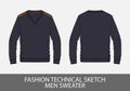 Fashion technical sketch men sweater Royalty Free Stock Photo