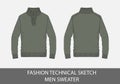 Fashion technical sketch men sweater Royalty Free Stock Photo