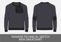 Fashion technical sketch men sweatshirt Royalty Free Stock Photo