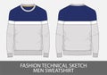 Fashion technical sketch men sweatshirt