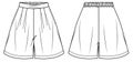 Fashion technical sketch of women shorts with pockets