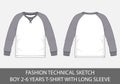 Fashion technical sketches for boys 2-6 years t-shirts with long sleeve