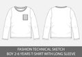 Fashion technical sketches for boys 2-6 years t-shirts with long sleeve