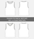 Fashion technical sketches for boys 2-6 years tank tops