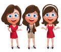 Fashion teenage girls vector characters set with model pose and hairstyles