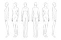 Fashion template 9 head for technical drawing with main lines. Royalty Free Stock Photo