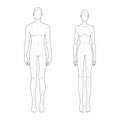 Fashion template of standing men and women.