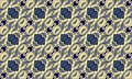 Fashion Textile Design. Indigo Golden Seamless Wallpaper. Royal Blue Vintage Print. Decorative Tapestry Pattern. Abstract Brocade