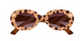 Fashion thick-framed sunglasses with leopard print. Stylish retro sun glasses. Summer protective eyewear. Trendy women