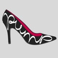 Fashion typography, shoe typography, shoes typography, pump typography, fashion calligraphy, fashion history, shoe history.