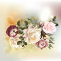 Fashion vector background with roses in vintage style Royalty Free Stock Photo