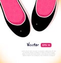 Fashion vector illustration of elegant girls shoes on white background. Royalty Free Stock Photo