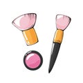 Vector illustration of pink blush and makeup brush Royalty Free Stock Photo