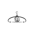 Fashion vector logo. Clothes hanger logo. Letter Q logo. Tailor emblem. Wardrobe icon - Vector S