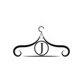 Fashion vector logo. Clothes hanger logo. Letter J logo. Tailor emblem. Wardrobe icon - Vector design